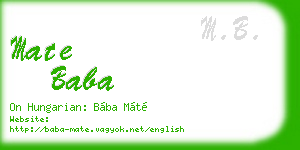 mate baba business card
